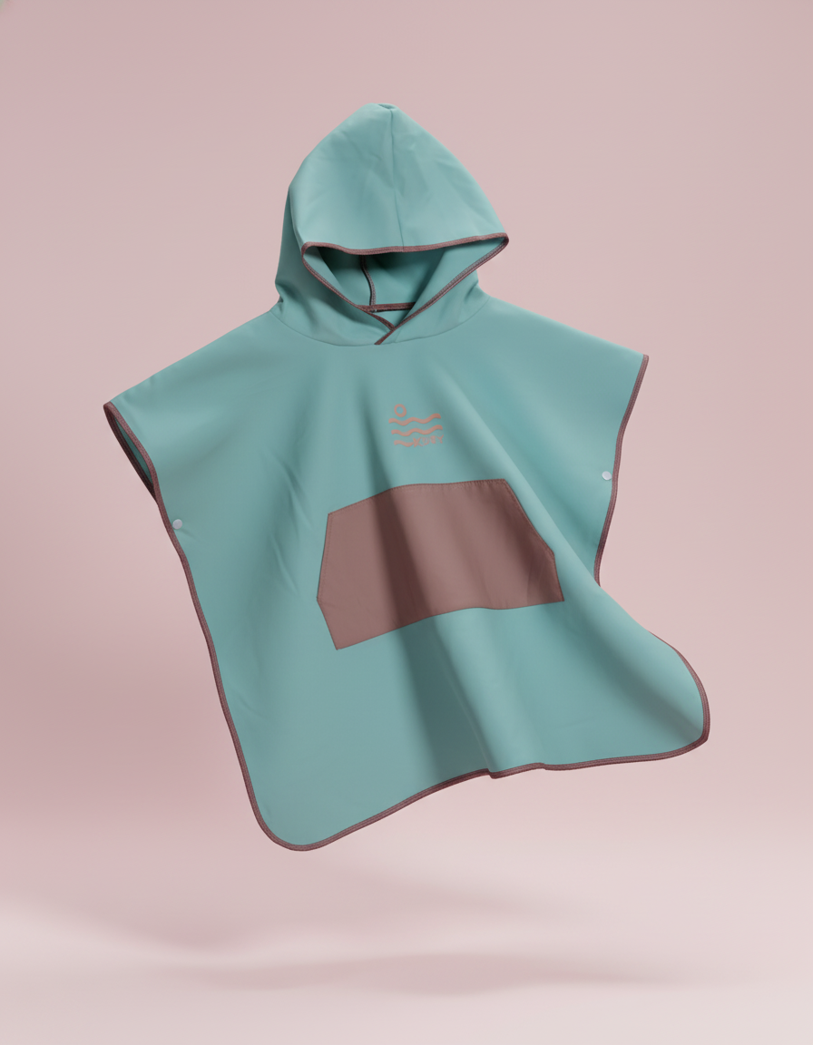 Microfiber Kangaroo Ponchos - Baby Blue