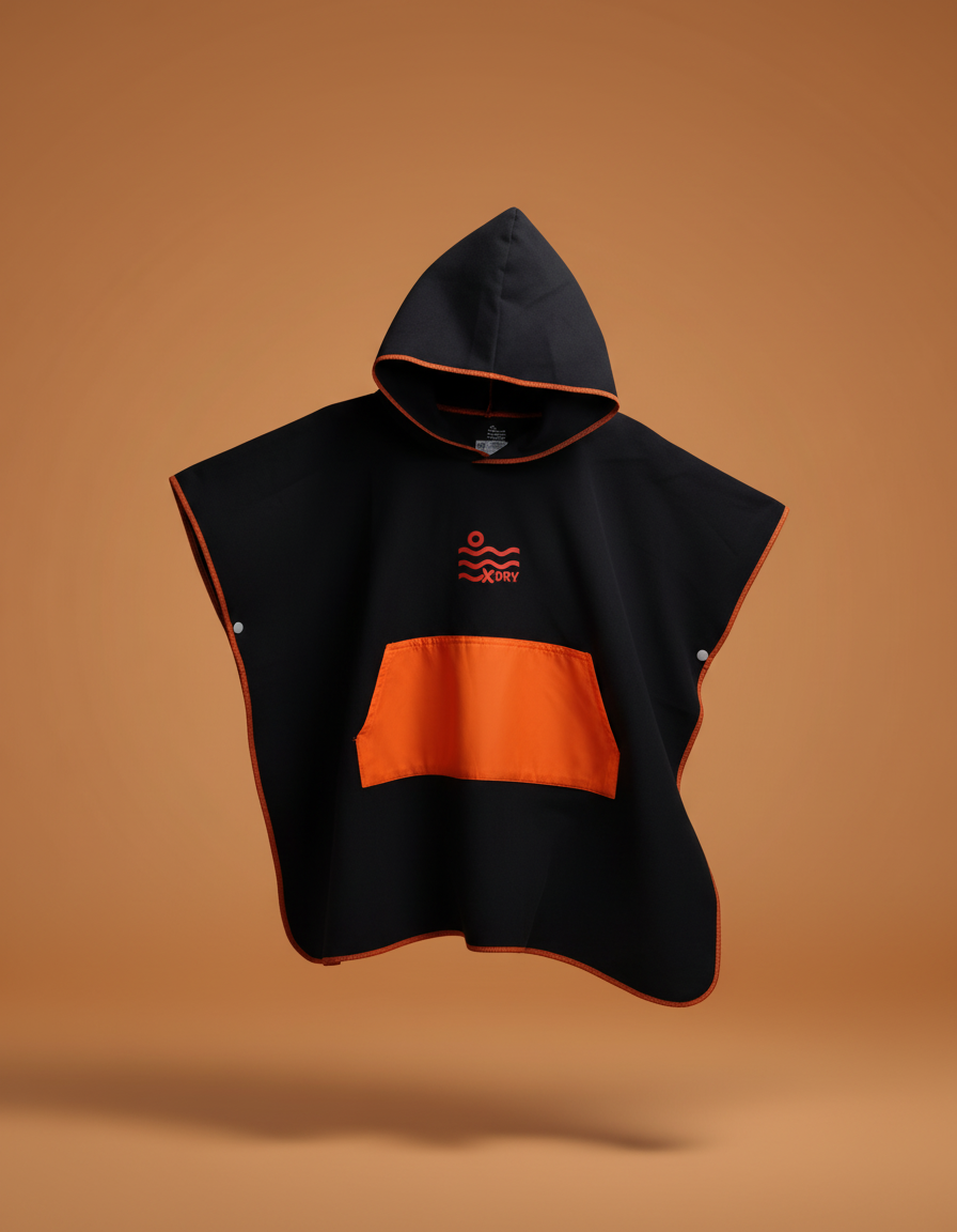 Microfiber Kangaroo Ponchos - Black