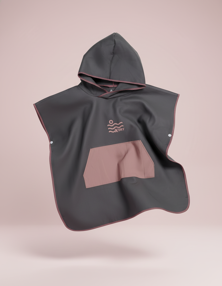 Microfiber Kangaroo Ponchos - Grey