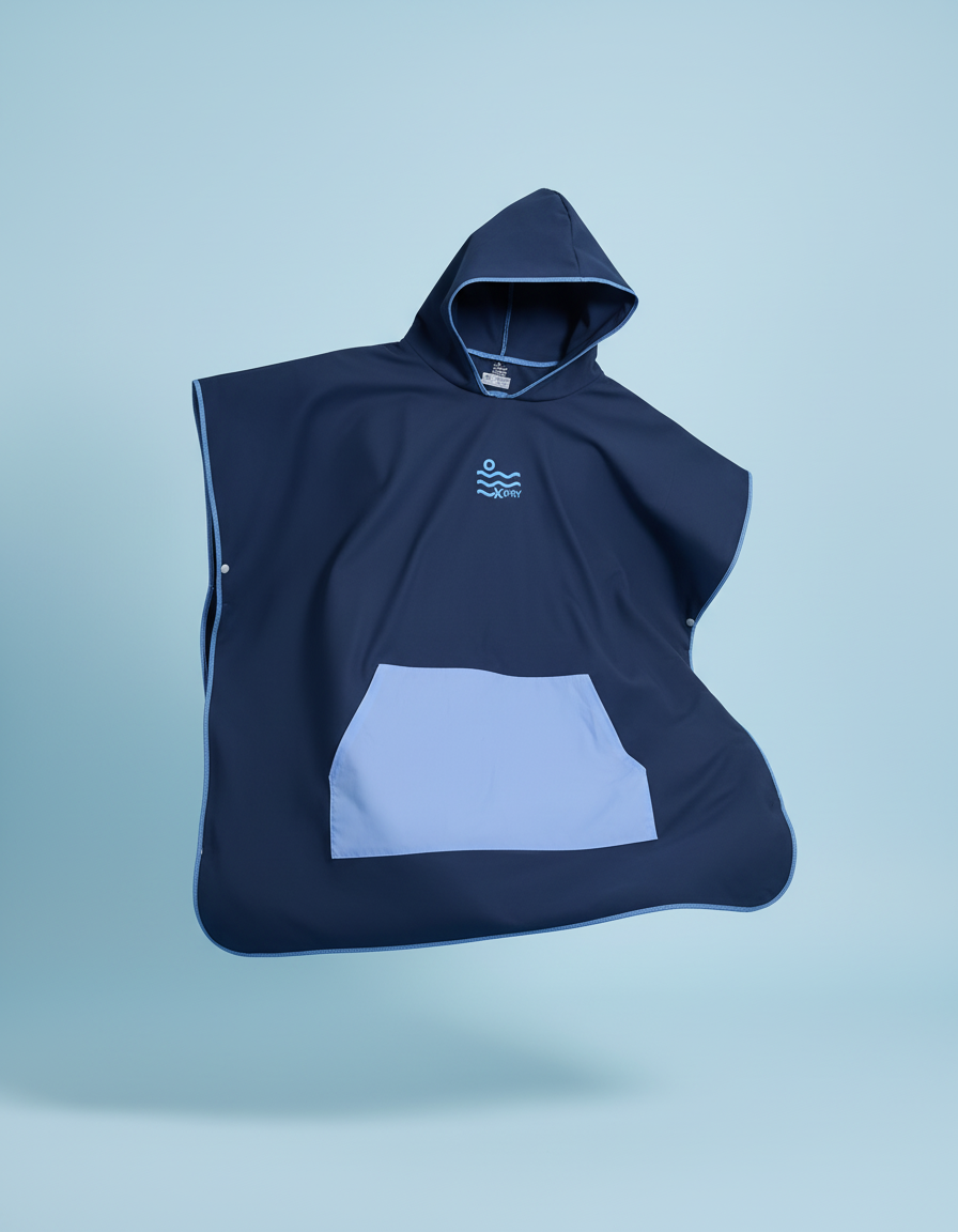 Microfiber Kangaroo Ponchos - Navy Blue