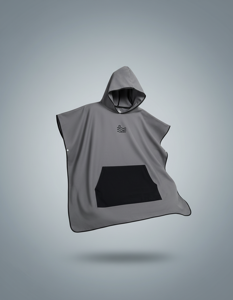 Microfiber Kangaroo Ponchos - Grey