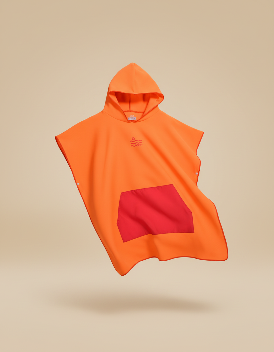 Microfiber Kangaroo Ponchos - Orange