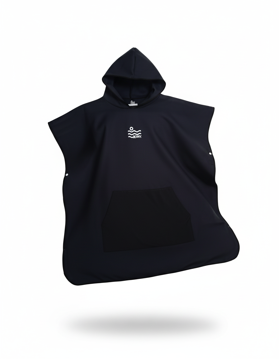 Microfiber Kangaroo Ponchos - Black