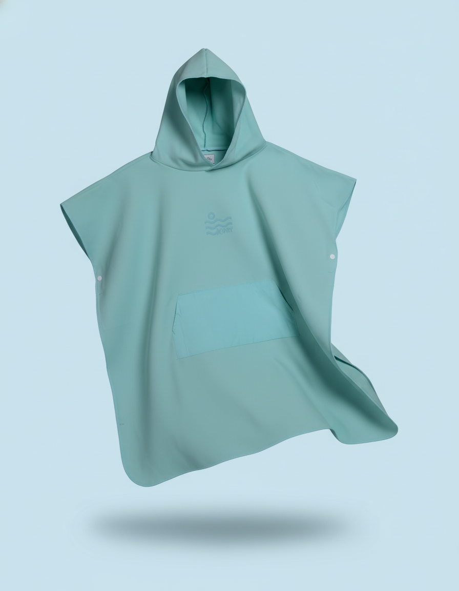 Microfiber Kangaroo Ponchos - Baby Blue
