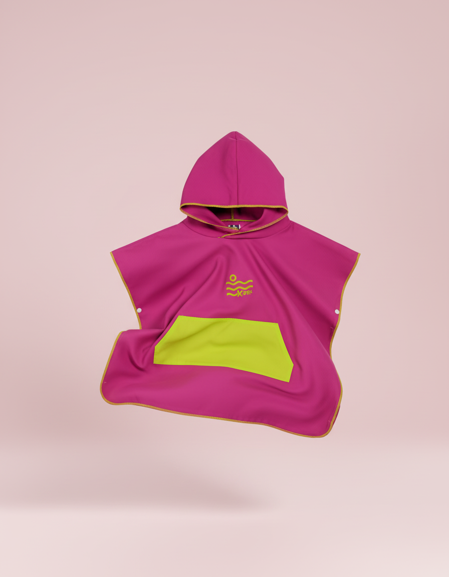 Microfiber Kangaroo Ponchos - Hot Pink