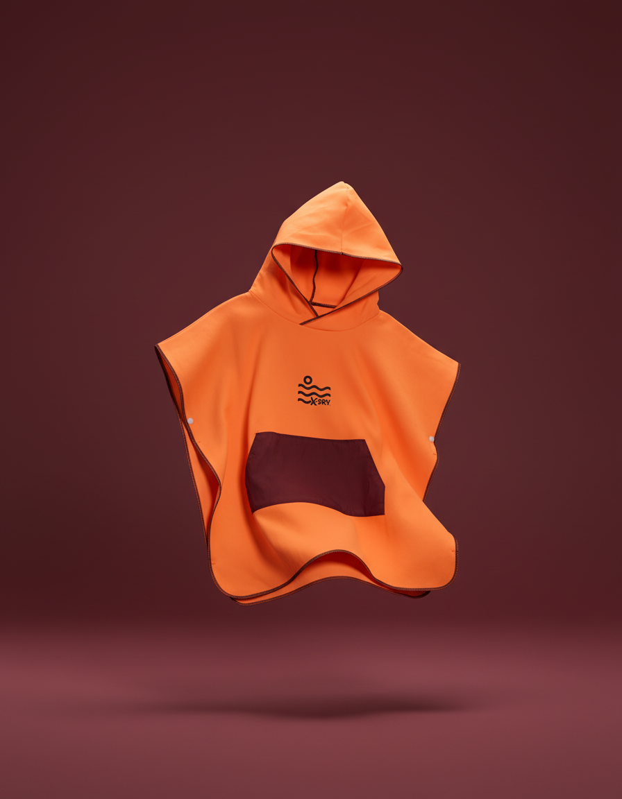 Microfiber Kangaroo Ponchos - Orange