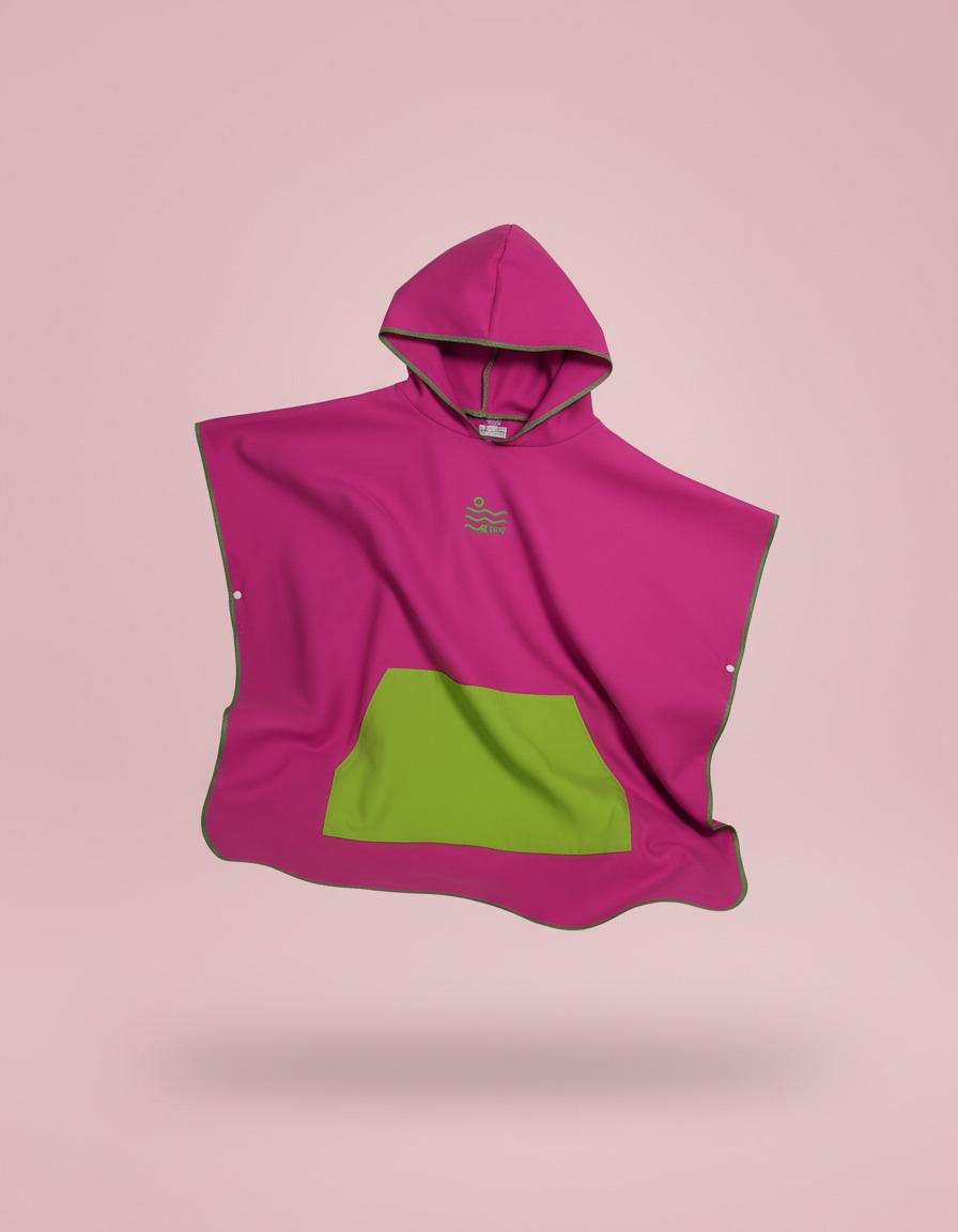 Microfiber Kangaroo Ponchos - Hot Pink