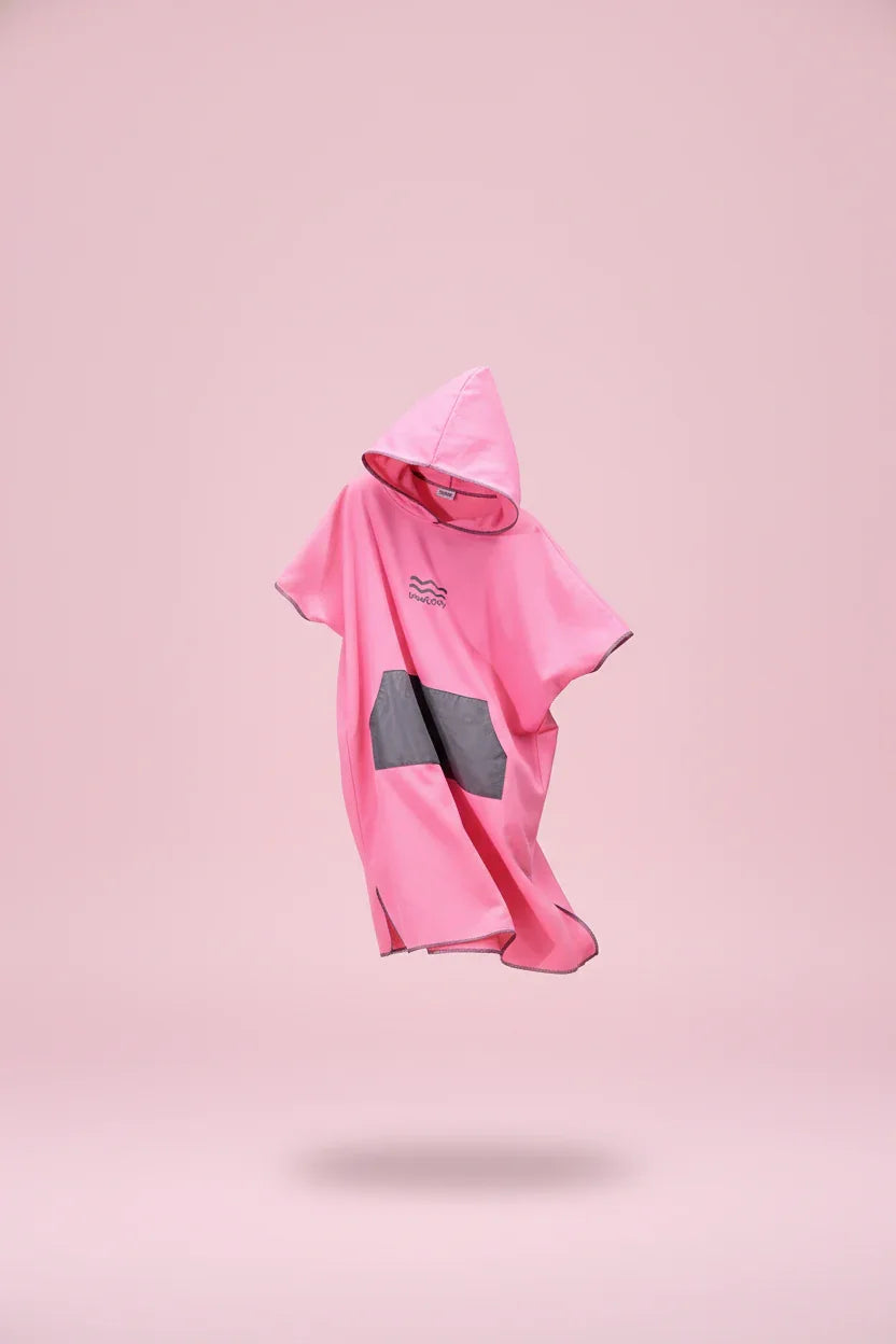 Pink kangaroo poncho with pocket microfiber changing robe