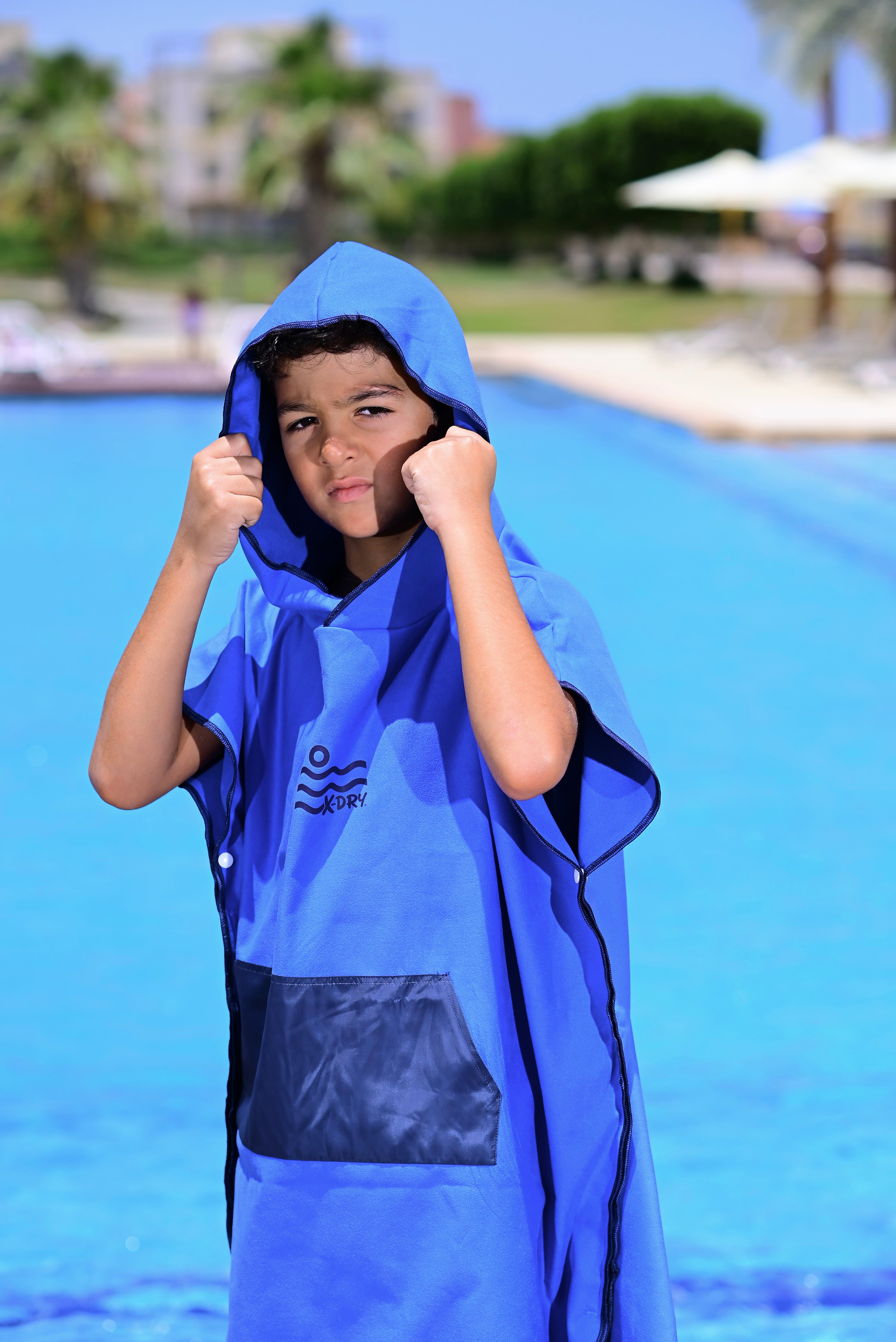 Microfiber Kangaroo Ponchos - Blue