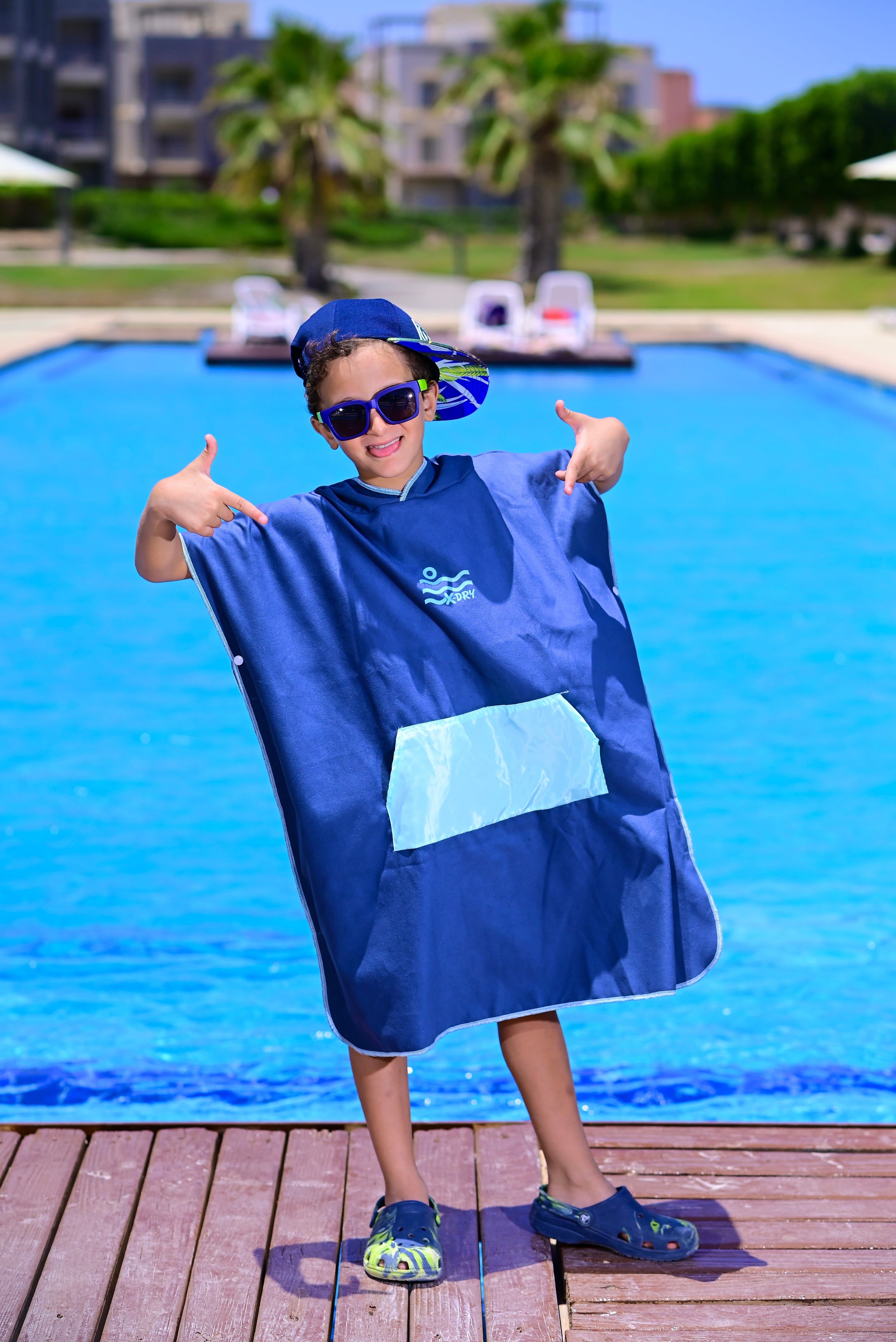 Microfiber Kangaroo Ponchos - Navy Blue