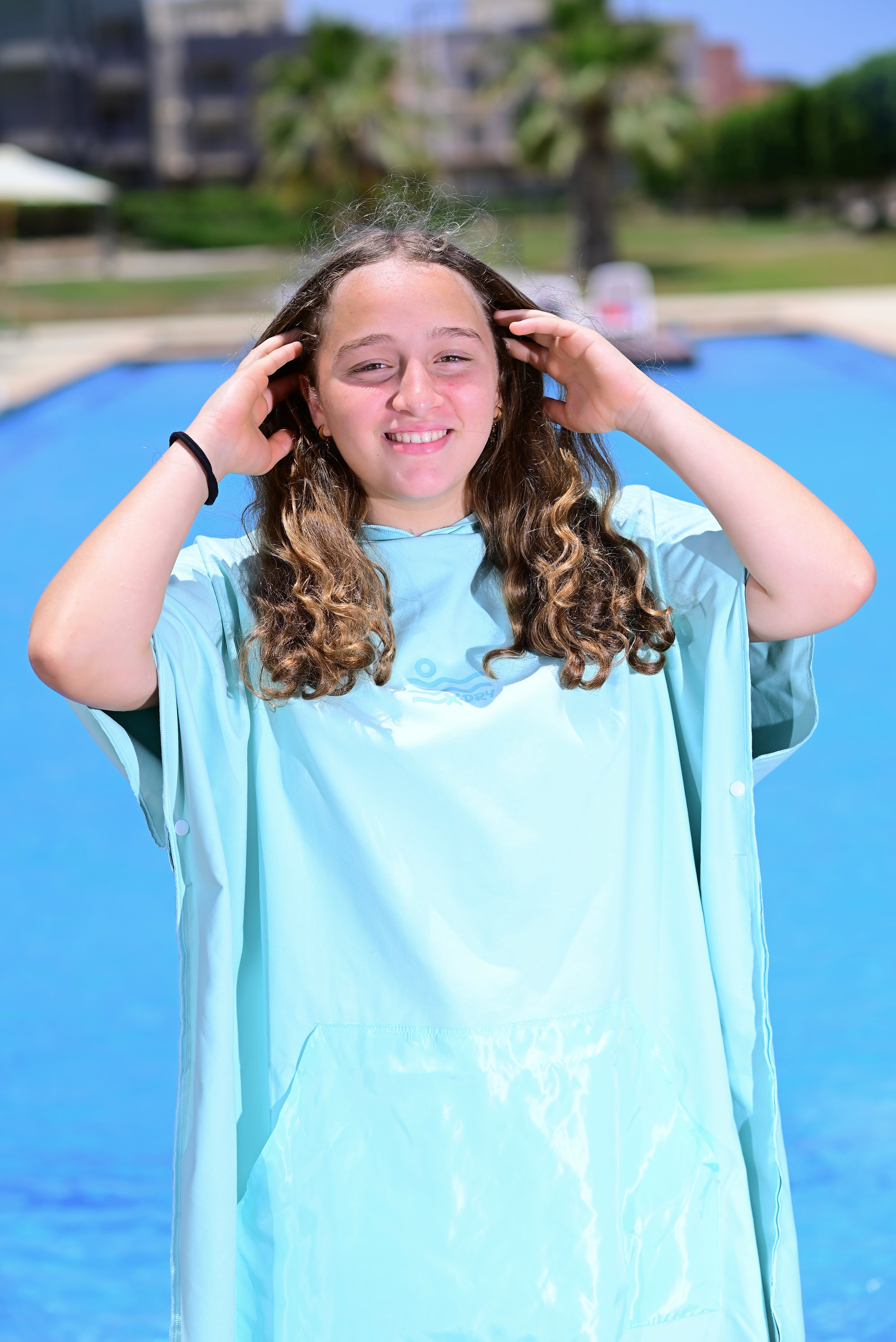 Microfiber Kangaroo Ponchos - Baby Blue