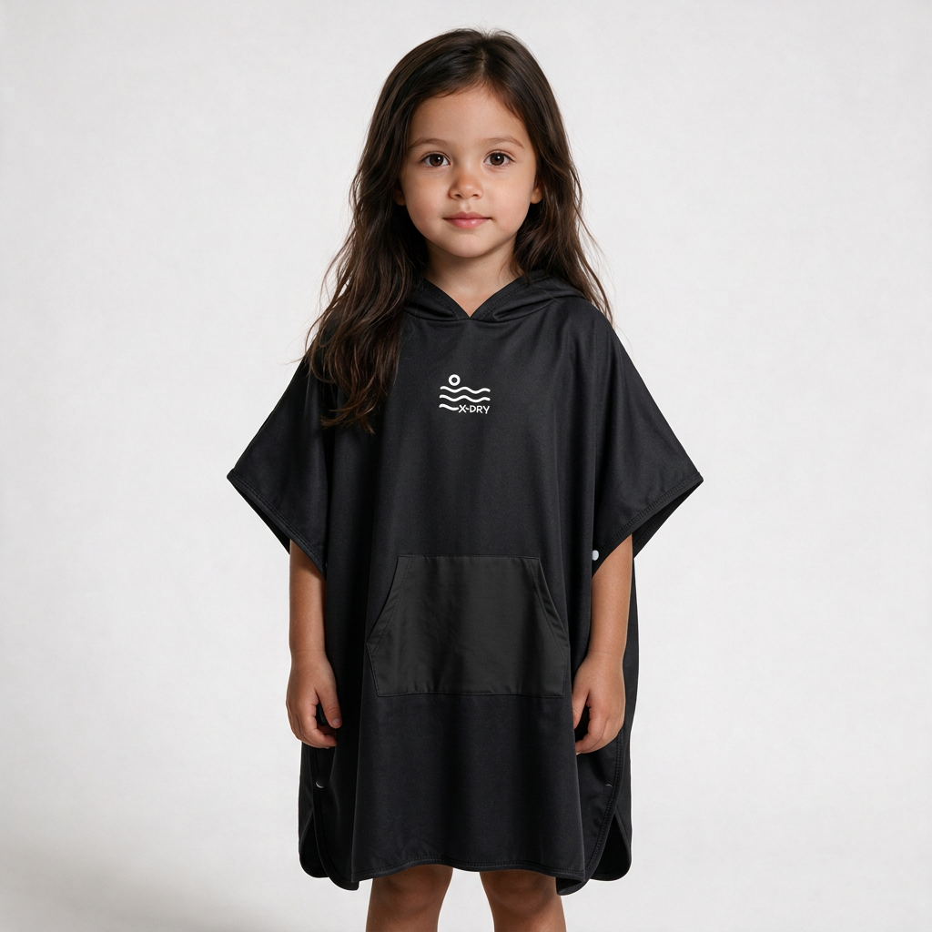 Microfiber Kangaroo Ponchos - Black