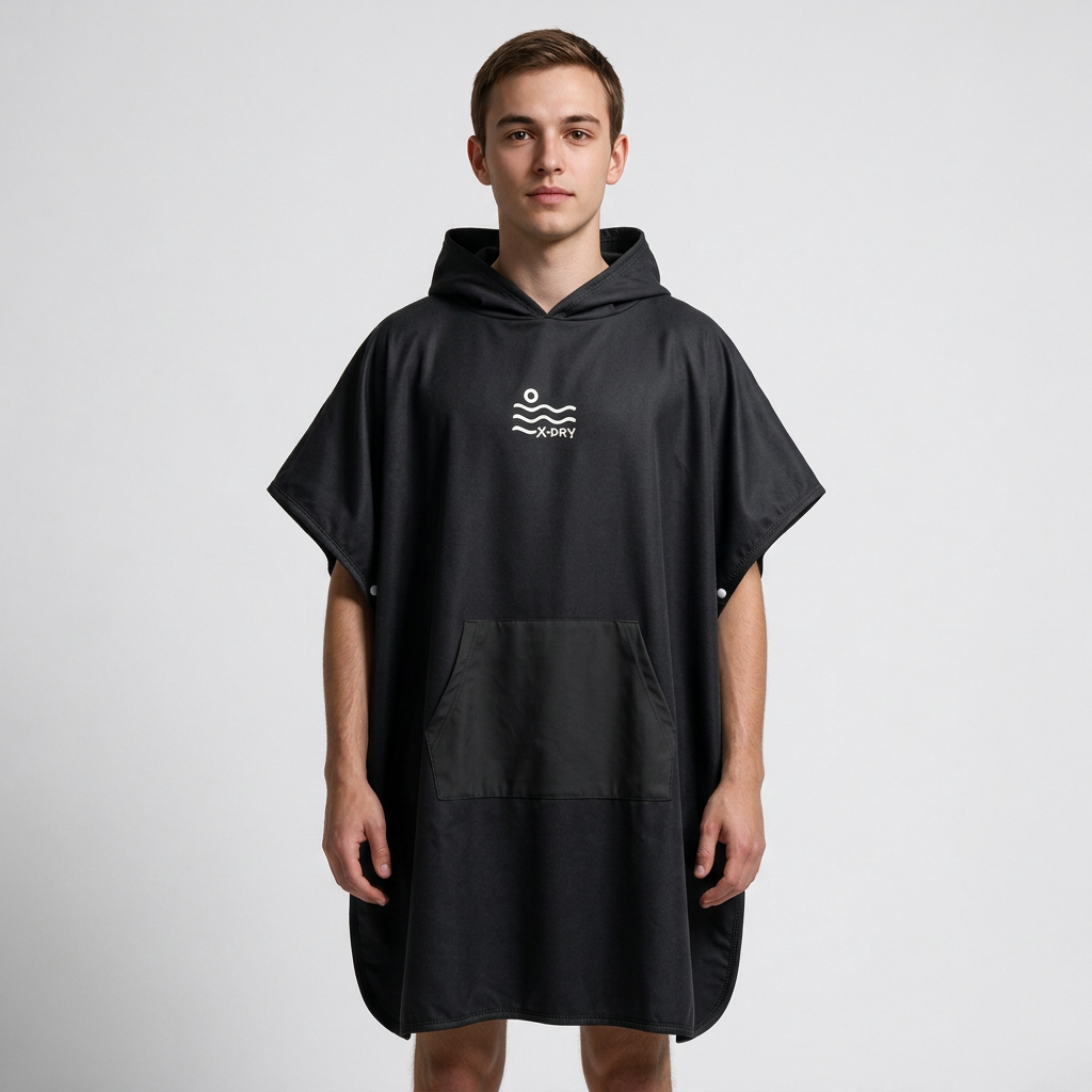 All-black poncho on man