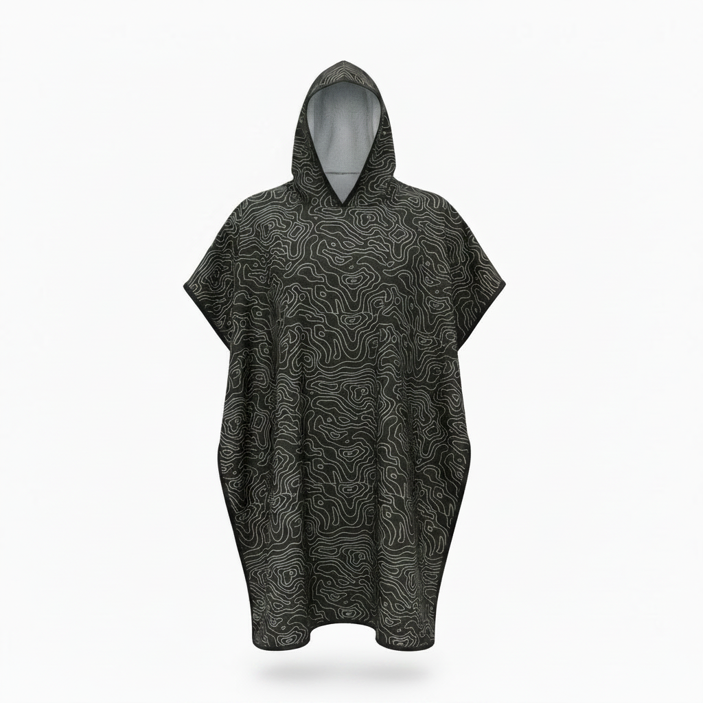 Black Topographic Poncho High Res