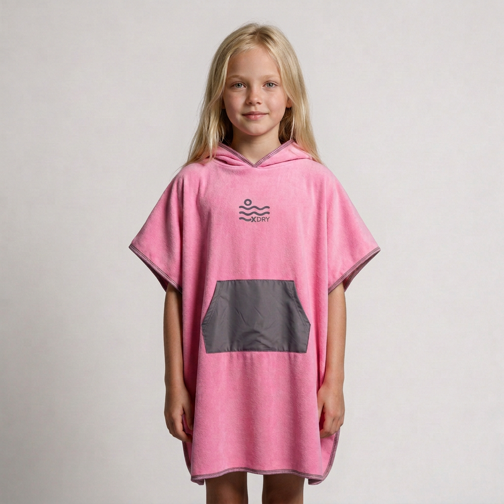 Blonde girl with matching soft light-gray studio background