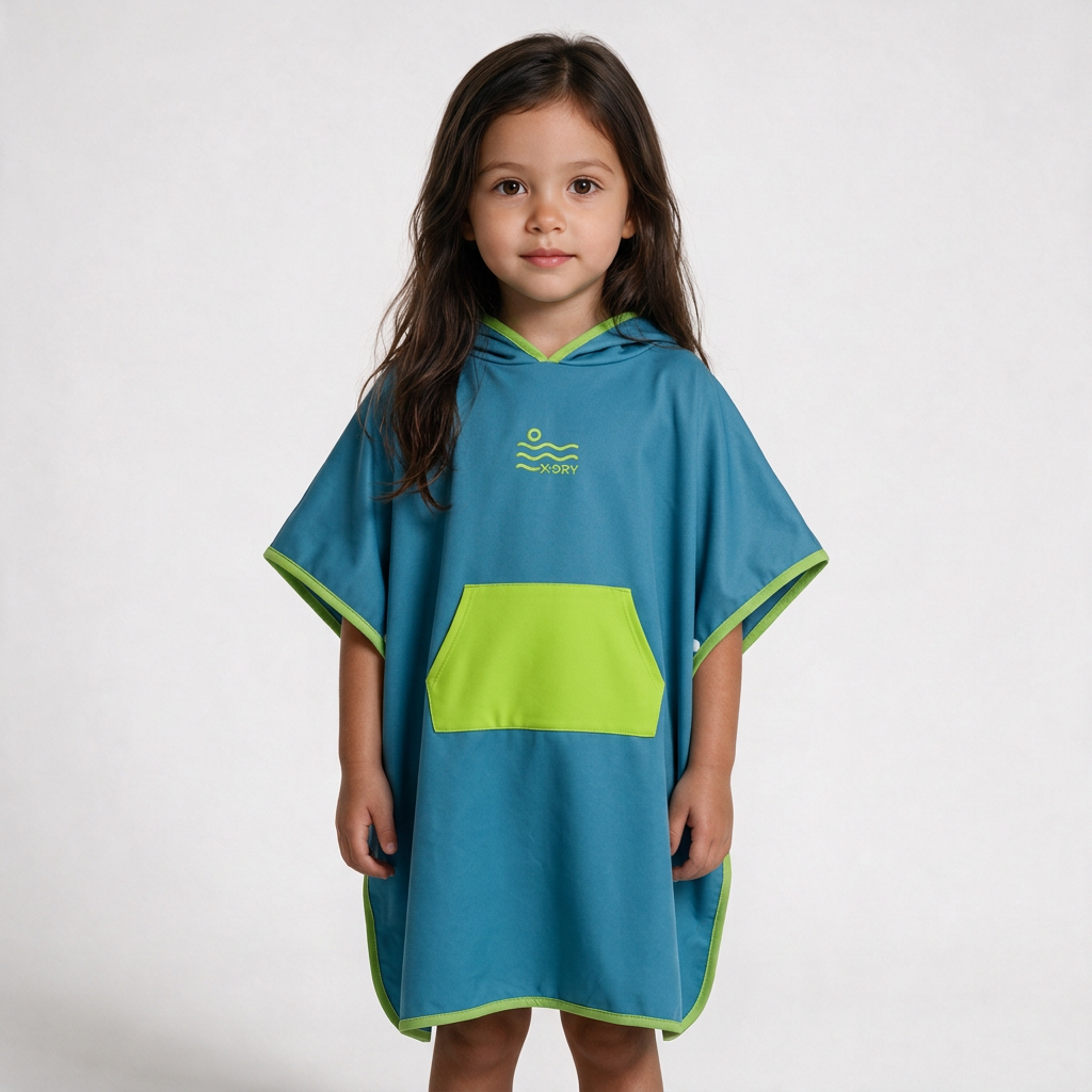 Microfiber Kangaroo Ponchos - Dark Turquoise