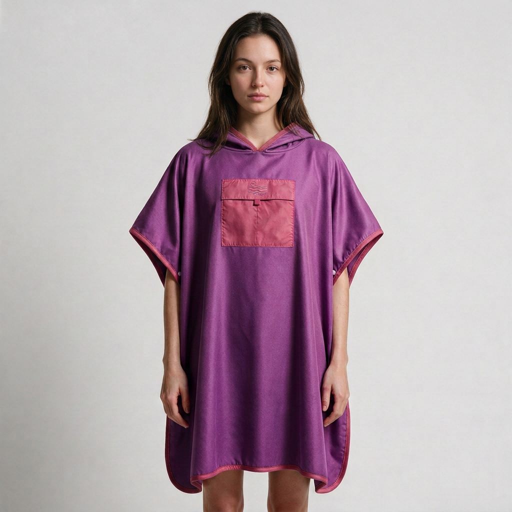 Microfiber Pocket Poncho - Hot Pink
