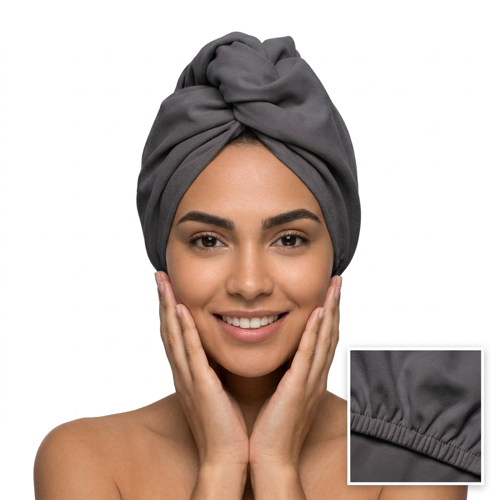 Charcoal gray hair towel