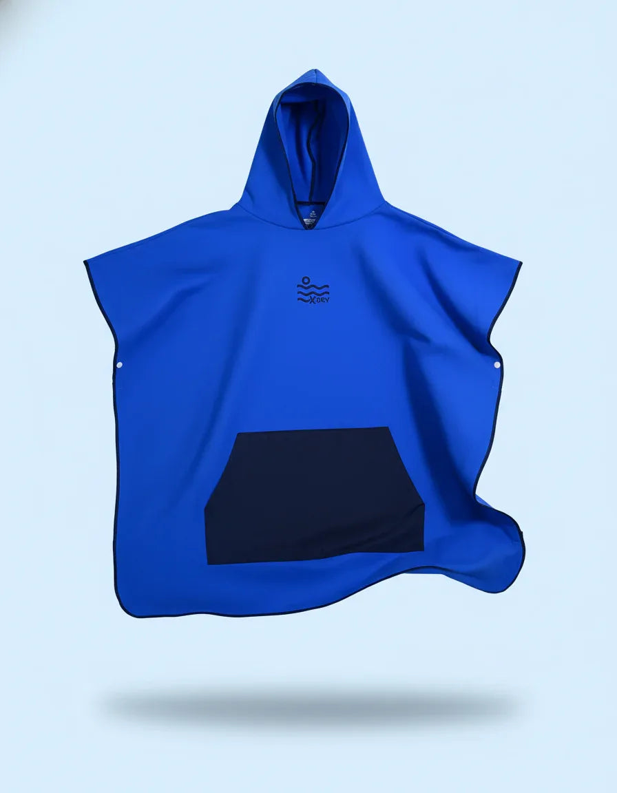 Blue kangaroo poncho with pocket microfiber changing robe