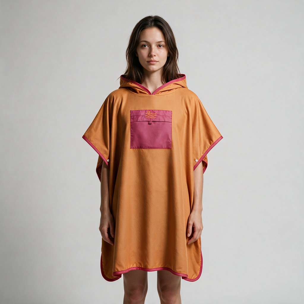 Microfiber Pocket Poncho - Dark Orange