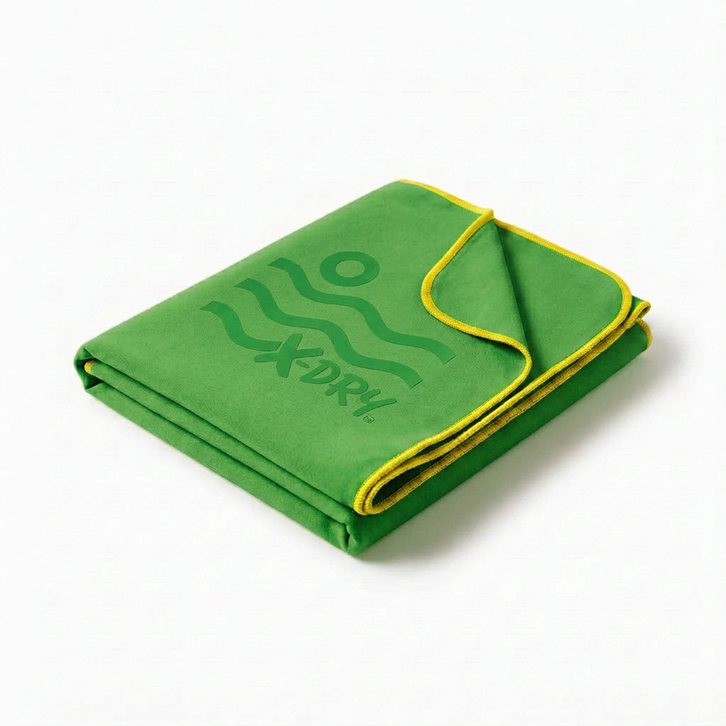 Folded grass-green towel