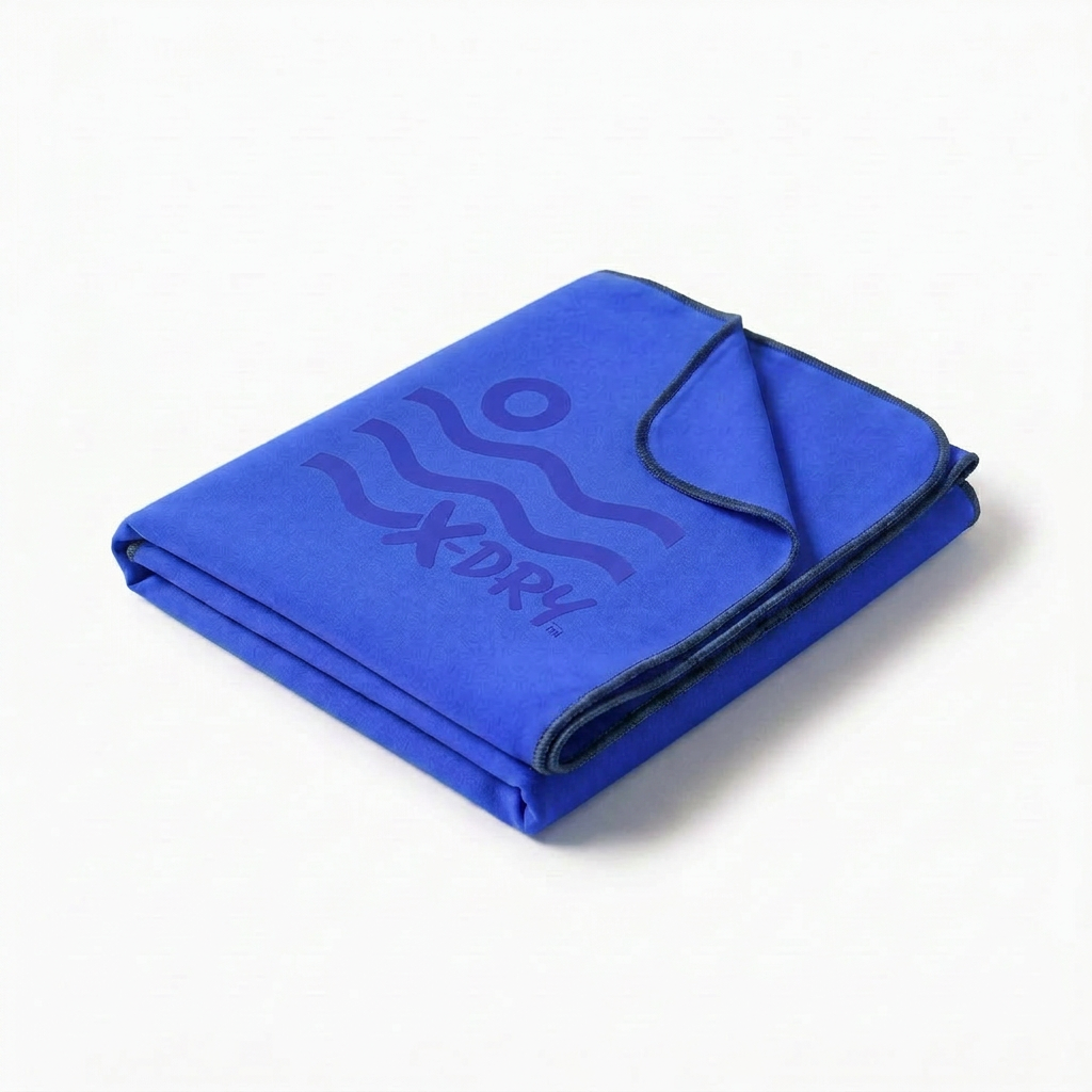 Folded royal-blue towel