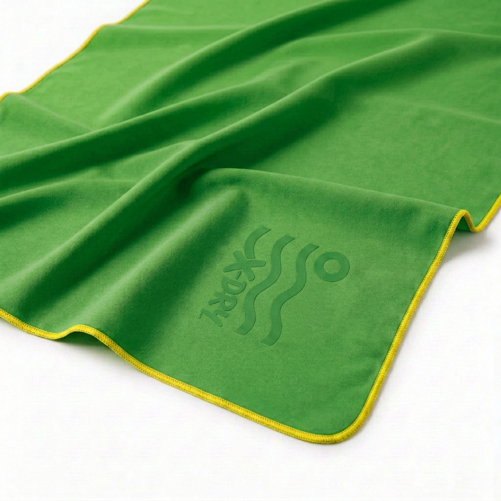 Grass-green towel close-up