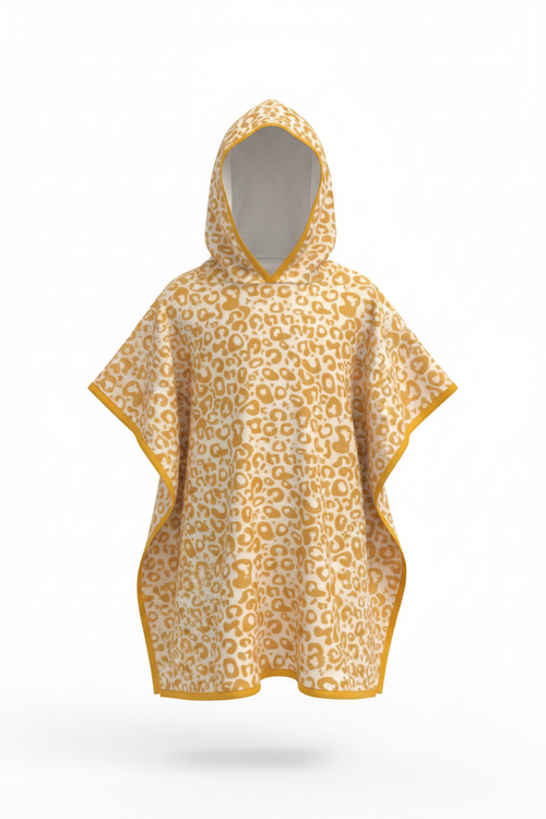 Kids Leopard Print Poncho — Front View Studio Shot