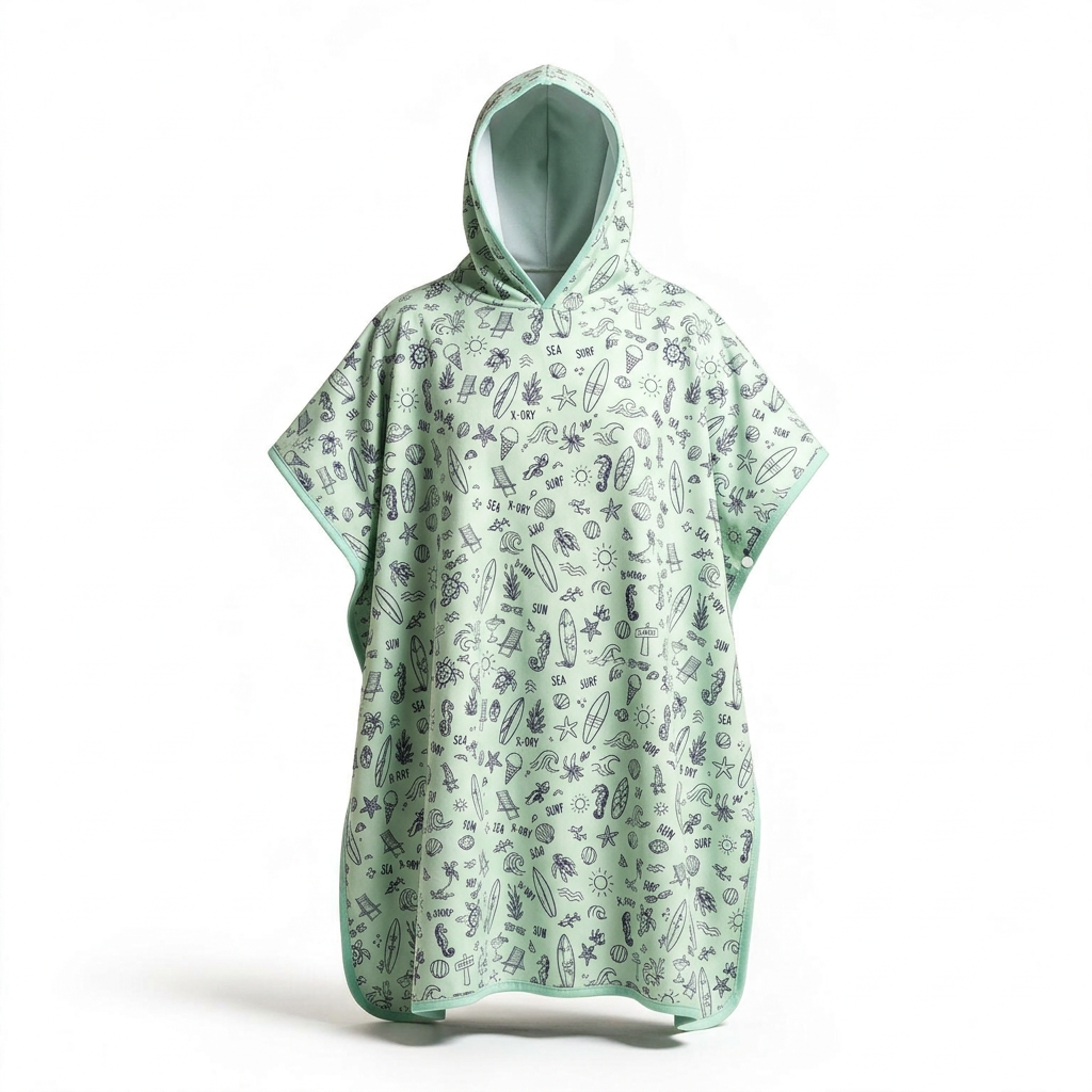 Mint poncho revision using the beach print reference