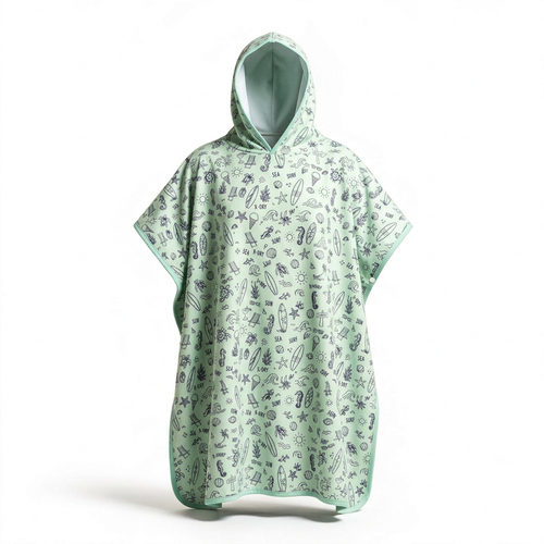 Mint poncho revision using the beach print reference