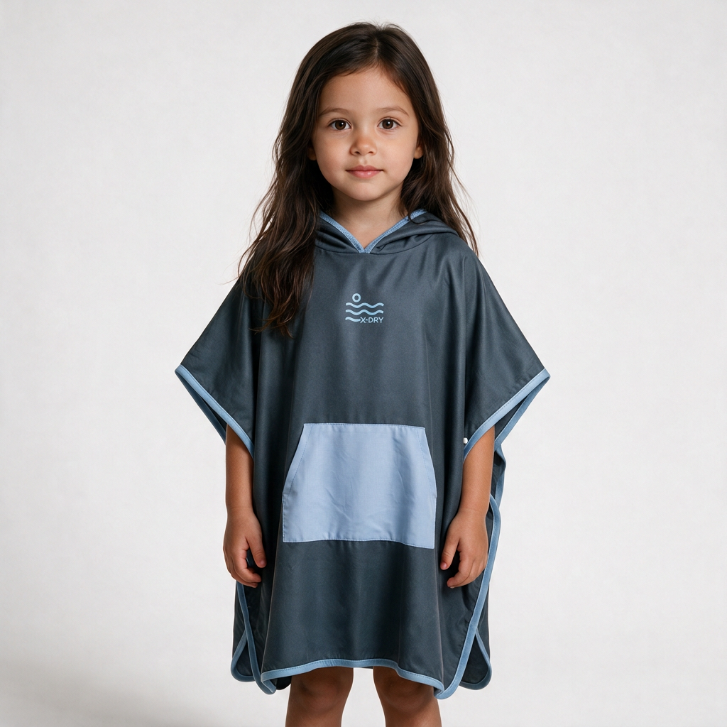 Microfiber Kangaroo Ponchos - Navy Blue