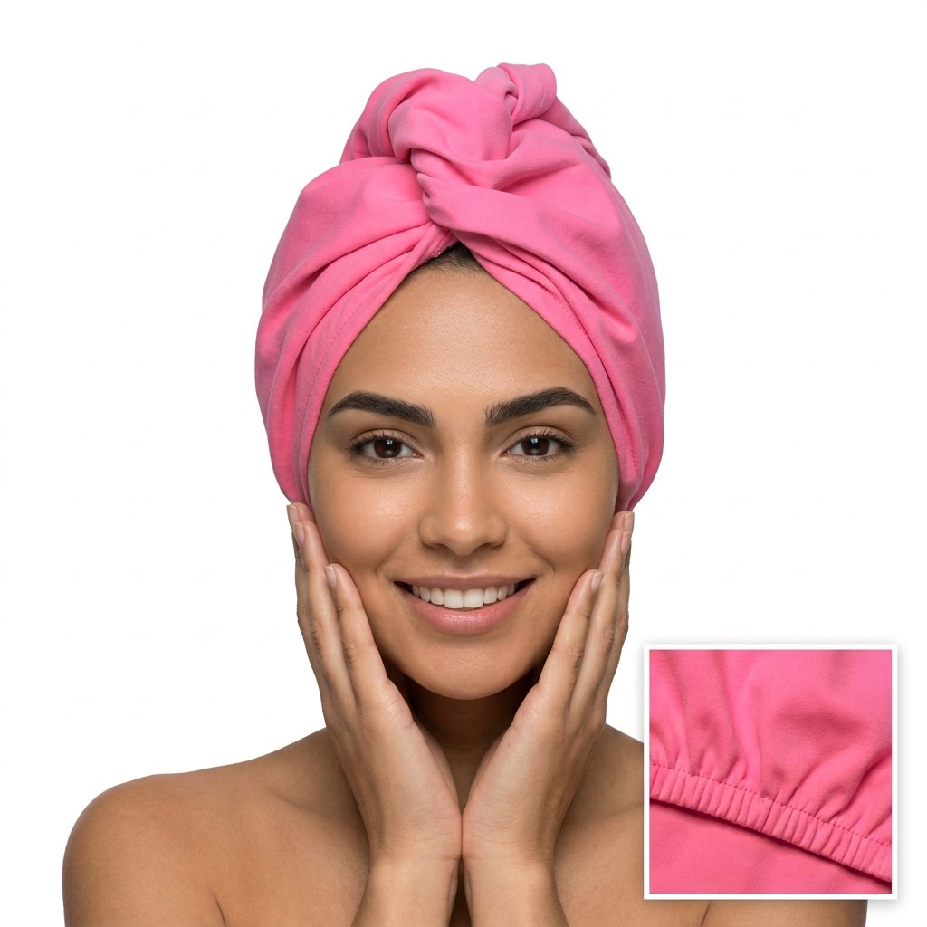 Pink hair towel