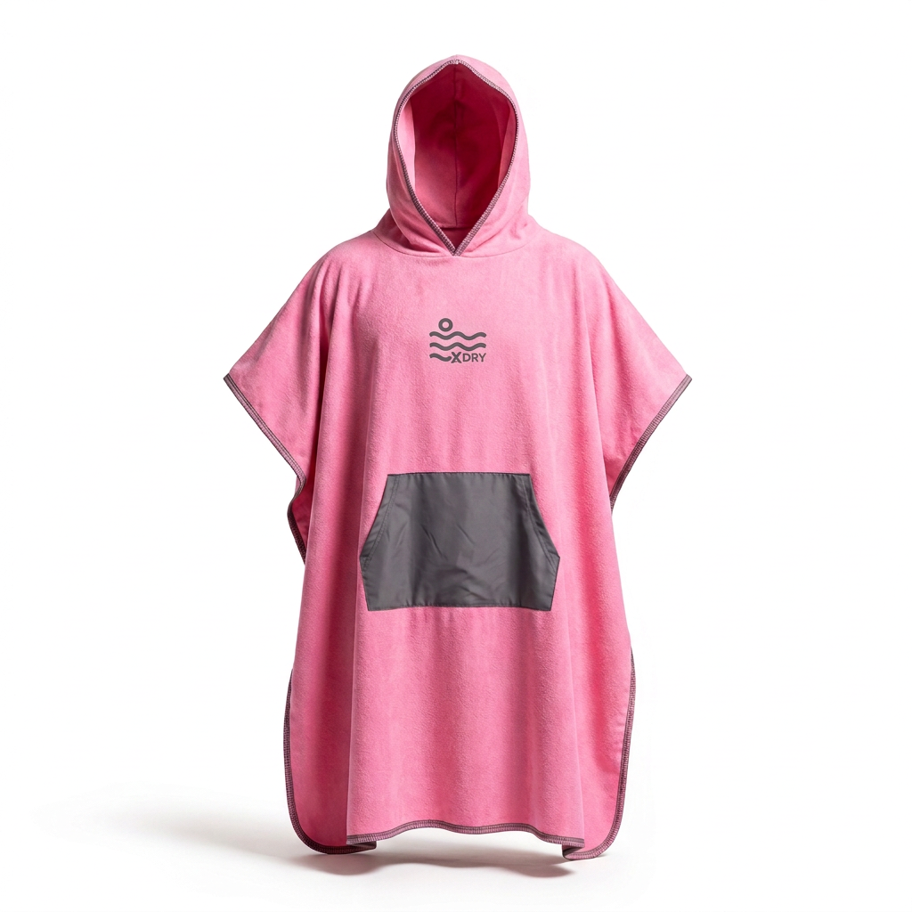 Pink poncho with complete X-DRY logo correction