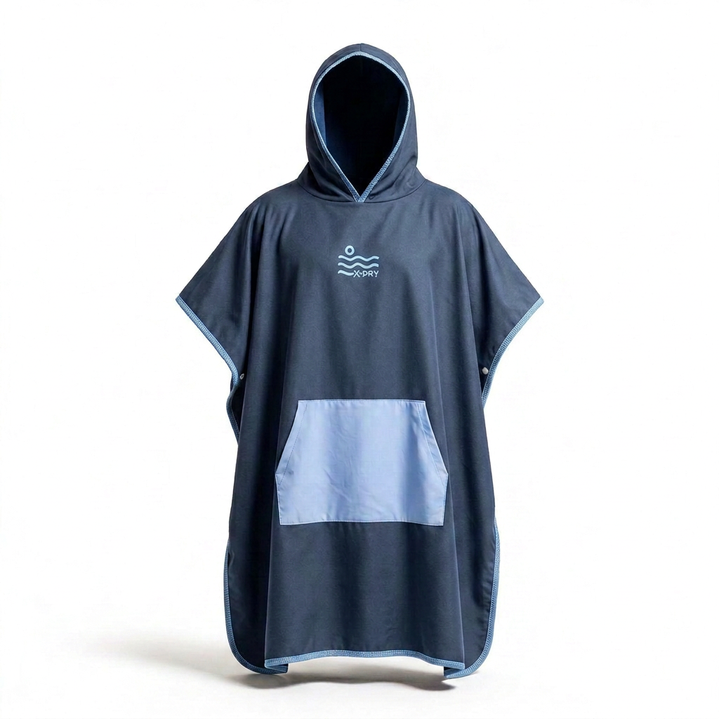 Microfiber Kangaroo Ponchos - Navy Blue