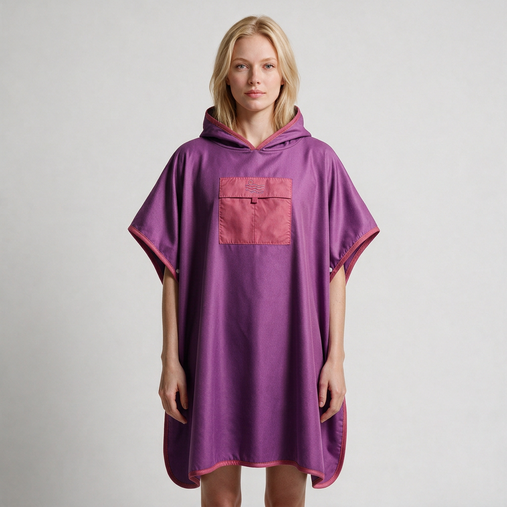 Microfiber Pocket Poncho - Hot Pink