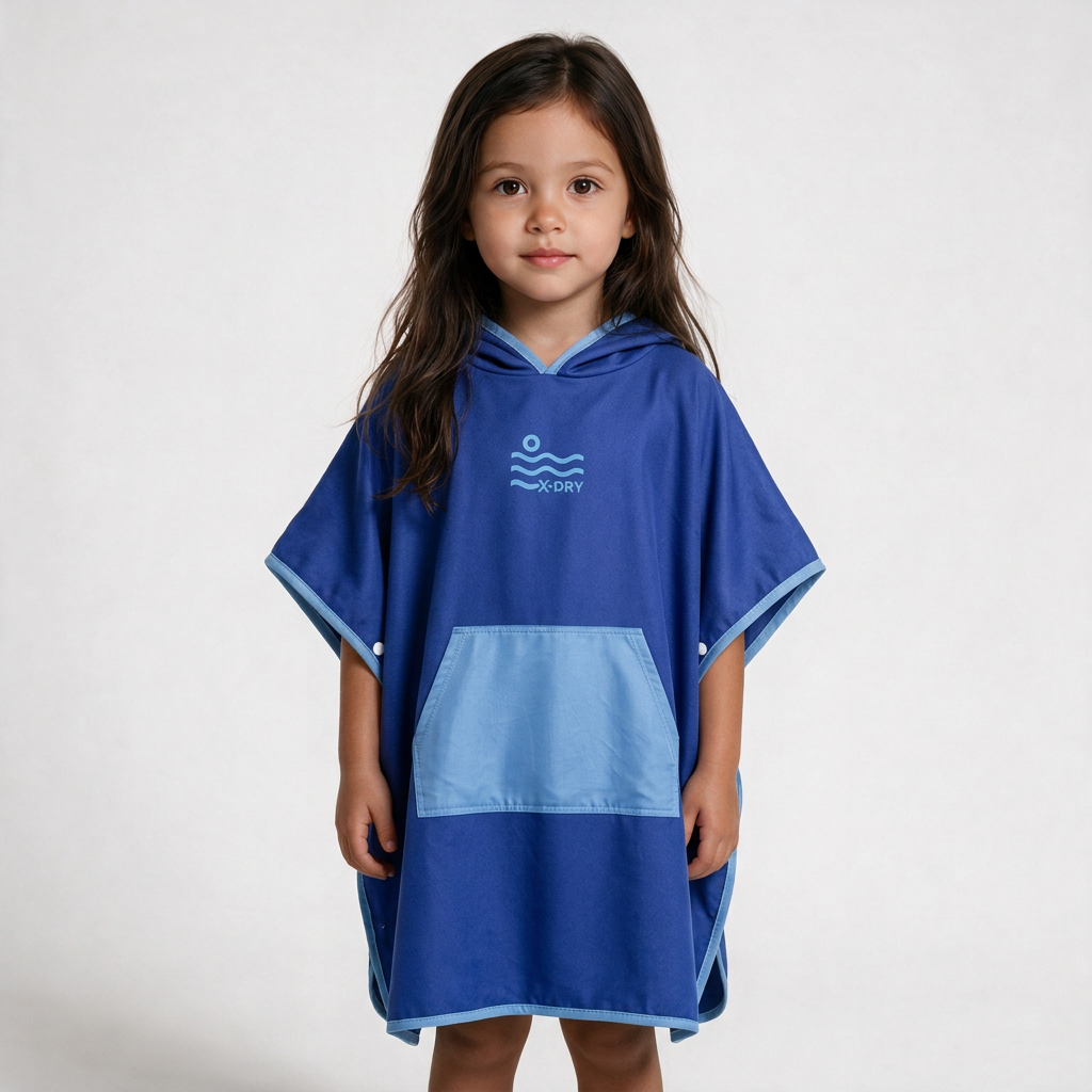 Microfiber Kangaroo Ponchos - Blue