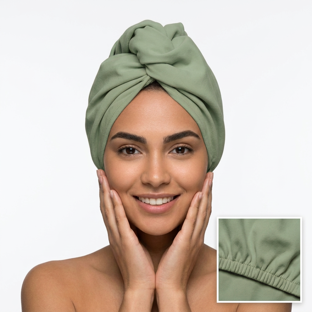 Sage green hair towel
