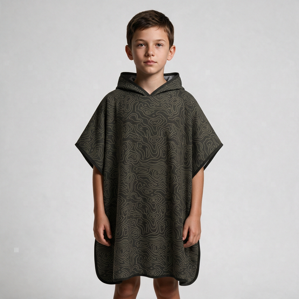 Topographic-print poncho on boy