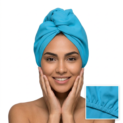 Turquoise blue hair towel