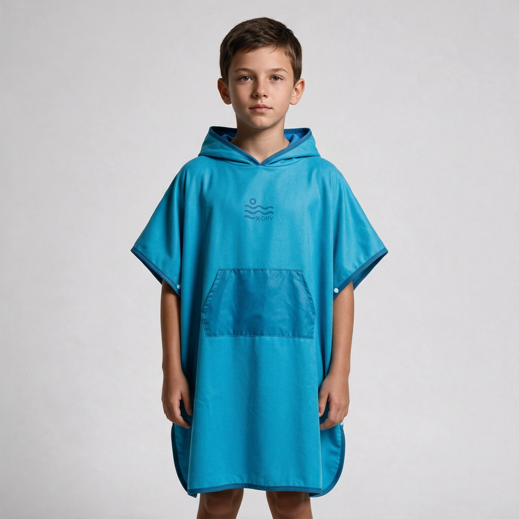 Microfiber Kangaroo Ponchos - Dark Turquoise